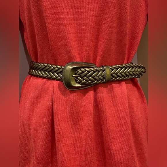 Vintage Brass colored braided leather belt main image 5